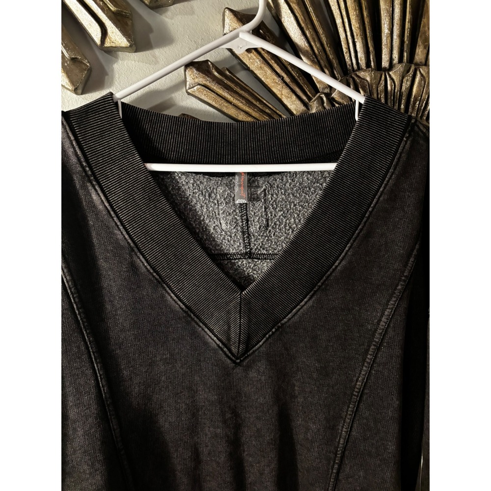 NWT $128 Free People Black Washed V Neck Drawstring Romper Jumpsuit Size L - Picture 2 of 10